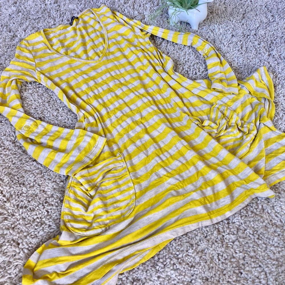 Sweet long sleeve thin yellow summer pocketed dress. Super BoHo Indie